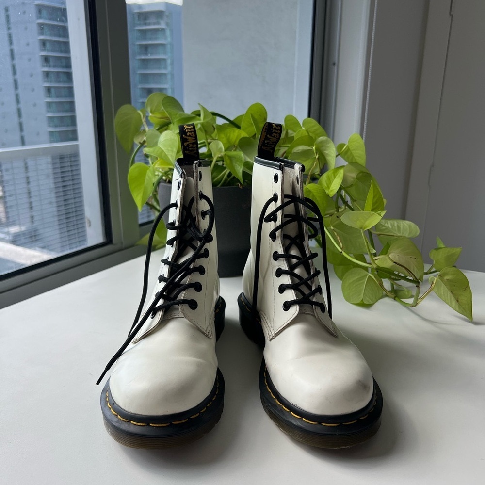 Dr. Martens White Leather Boots